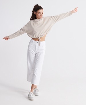 Superdry Wide Leg Crop Női Farmer Fehér | PXBVS0293